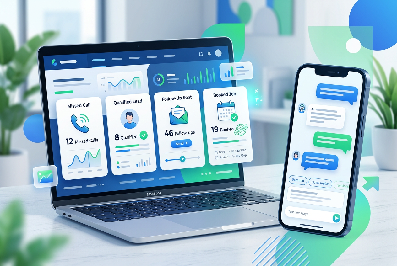 Lead command board and AI receptionist workflow dashboard