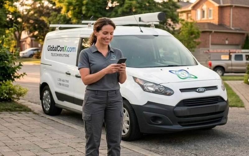 Service business owner reviewing a customer call on mobile phone